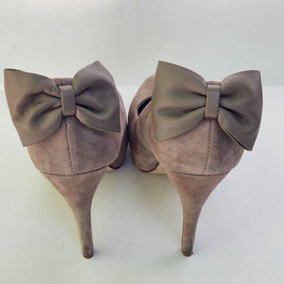 Dolce Vita Briar Suede Later Bow Taupe Hidden Platform Pumps Size 9 - Picture 3 of 6